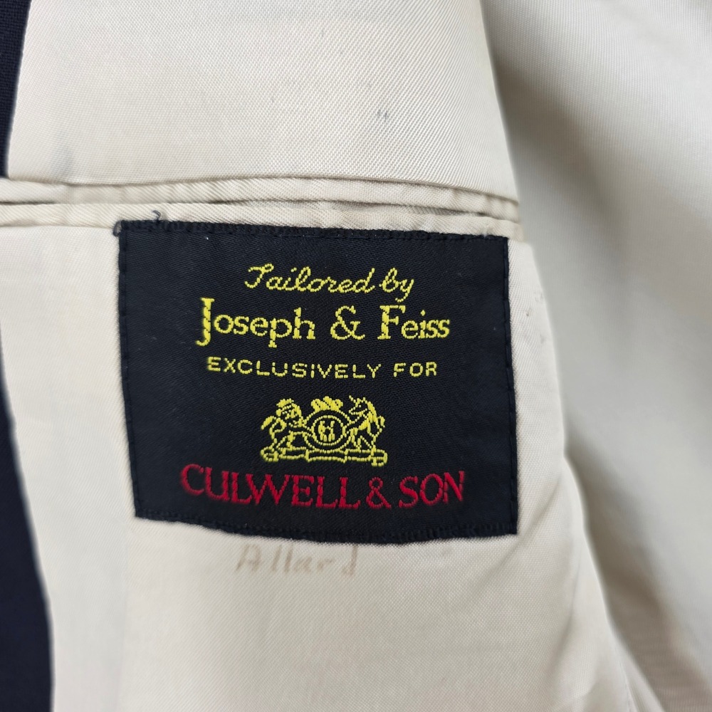 Joseph & Feiss Navy Blue Wool Blazer Gold Crest Buttons USA Made Culwell & Son - Picture 5 of 11